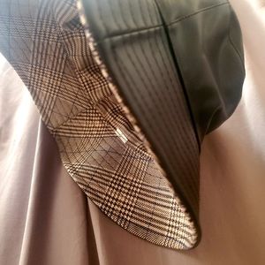 Cute plaid/black Bucket rain Hat - reversible